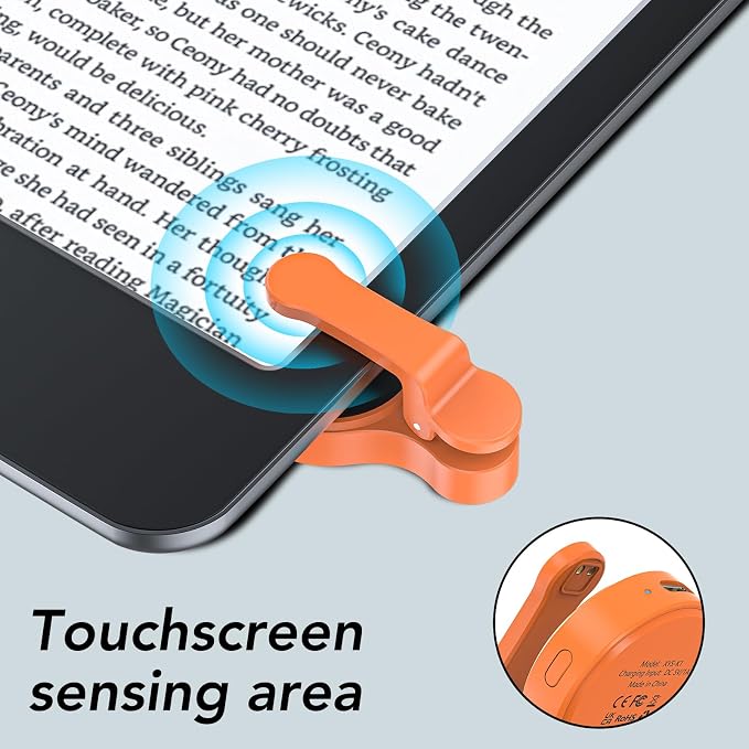 Remote Control Page Turner for Kindle Paperwhite Oasis Kobo eReaders,Kindle Clicker Page Turner Accessories for iPhone,iPad, Android Tablets Reading Novels,Video Record&Shutter Selfie (Orange) - Image 5