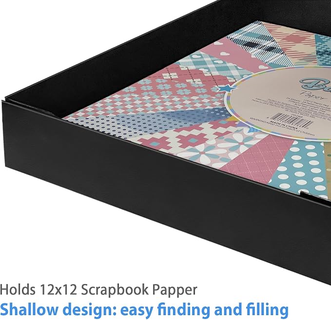 12x12 Scrapbook Storage Box for Scrapbooks, Papers and Supplies, Odor Free, Solid Black, 1 PCS 1 Pack - Image 2