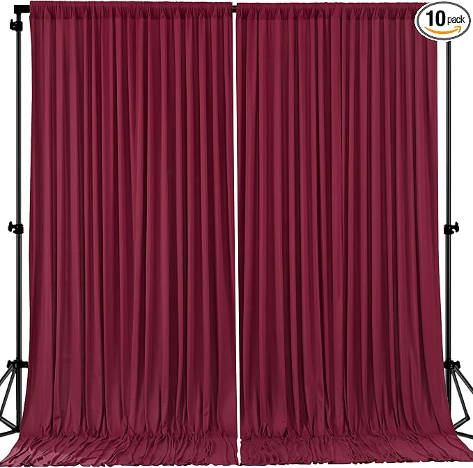 40ftx10ft Wrinkle Free Burgundy Backdrop Curtain - 10 Feet Photography Backdrop Drapes, Silky Polyester Back Drop Cloth for Wedding Baby Shower Balloon Arch Background by Unknown
