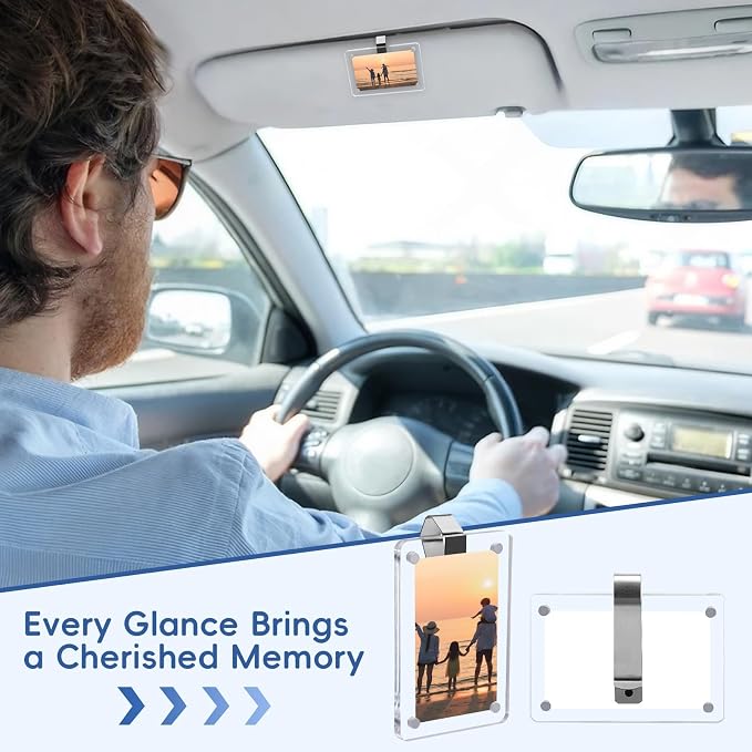 PIFOOG 2 Pack Car Visor Picture Holder for Mom Mother's Day Clip Photo Frame Magnetic Acrylic Personalized Valentines Day Gifts Automotive Decorations Cute Wallet Size Photos 2.4 × 3.5 inch - Image 6