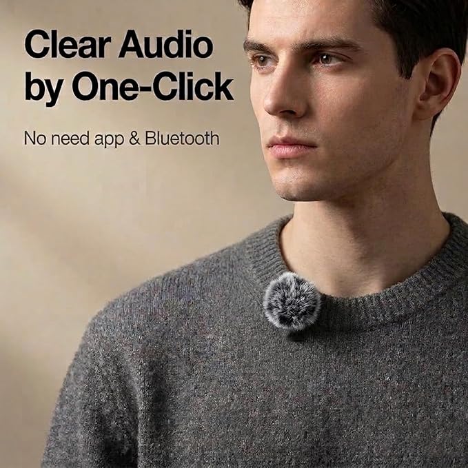 2 Pack Wireless Lavalier Microphone for iPhone 15, Android, USB C, ipad with Adapter Included, Noise Cancellation Mini Lapel Mic for YouTube, Recording, Vlog, Facebook Live Streaming (Cream) - Image 2