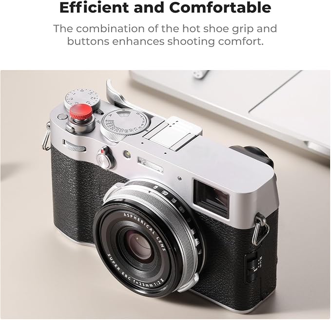 K&F CONCEPT Camera Thumb Grip with Red Shutter Button Compatible with FUJIFILM X100VI X100V, Sliver - Image 3