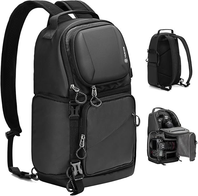 TARION 2-in-1 Camera Backpack & Shoulder Sling Bag Compact 9L Black TR-S | Dual Strap Convertible, Side Access, Waterproof Raincover, for Travel Photography, for DSLR SLR Mirrorless Cameras Drone by TARION