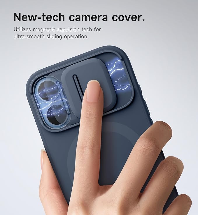 SURITCH for iPhone 17 Case with Camera Control Cover, Camera Slide Cover and Adjustable Kickstand, Compatible with MagSafe, Shockproof Bumper Protective Cases 6.3 Inch, Blue - Image 4