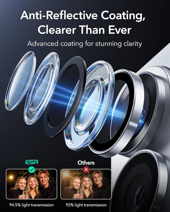 ESR for Samsung Galaxy S26 Ultra Camera Lens Protector, 1 Pack, Silver | Individual Camera Cover, 9H Tempered Glass, Original Camera Clarity, Scratch-Resistant, Case Friendly - Image 5
