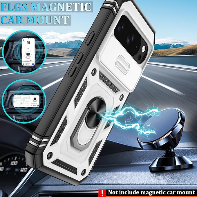 Gritup for Pixel 10 Case: Pixel 10 Pro Case with 2*Screen Protector, Magnetic Stand & Slide Camera Cover, Shock Proof Military-Grade para Google Pixel 10/10 Pro Cover, White+Black - Image 6