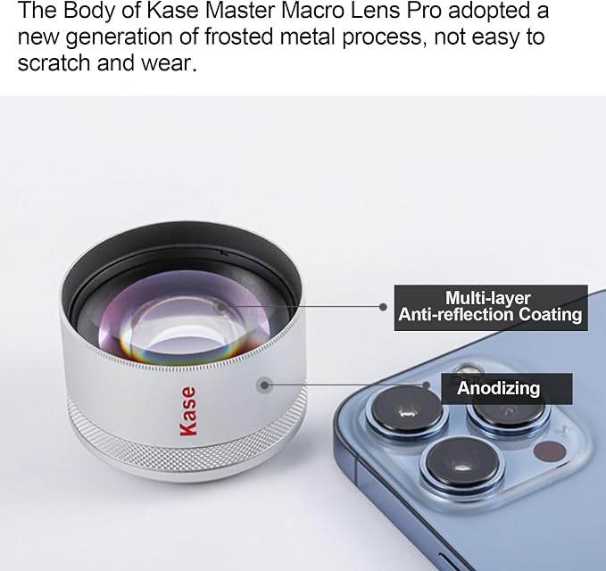 Kase HD Master Macro Lens for iPhone 17 16 15 14 13 12 Samsung Pixel Android, Macro Photography Phone Camera Lens Attachment, Long Shoot Distance 40-85mm - Image 4
