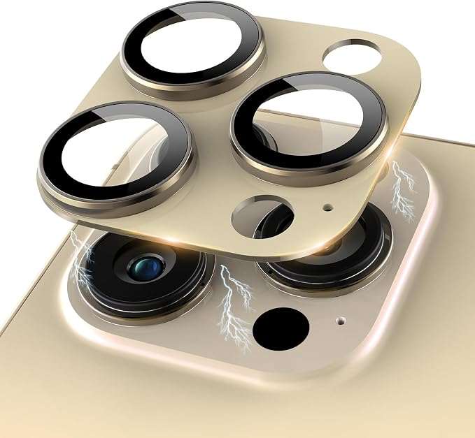 Compatible for iPhone 16 Pro Max/iPhone 16 Pro/iPhone 14 Pro/iPhone 14 Pro Max Camera Lens Protector [Full Coverage Metal] 9H Tempered Glass Camera Cover Titanium Rose by KANOSAN