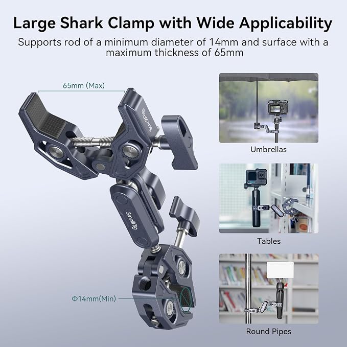 SMALLRIG Super Clamp Arm, Double Clamp Mount | Max Load Capacity 3.5 kg, for Chair, Pole, Tripod, C Stand, Handlebar - Image 3