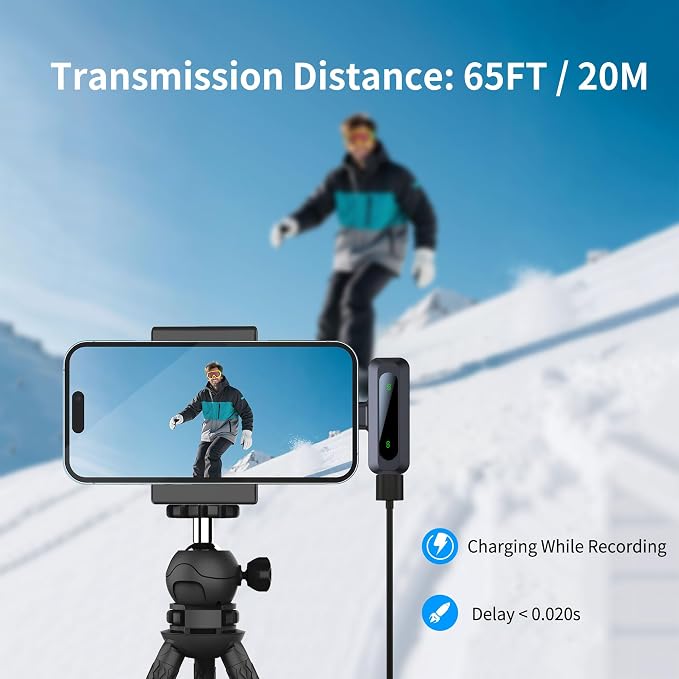 Wireless Mini Microphone for iPhone 15/16/17, iPad, Android, Wireless Lavalier Microphone with Noise Reduction, Portable USB C Lapel Mic for Video Recording, Vlog, Tiktok, YouTube - Image 5