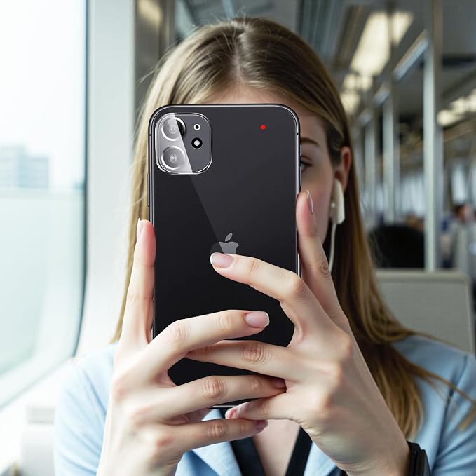 FanTEK Camera Lens Protector Compatible with iPhone 11/12 Mini, 9H Tempered Glass Camera Screen Cover, Ultra HD Clear Acrylic Full Coverage Guard, Case Friendly - Image 7