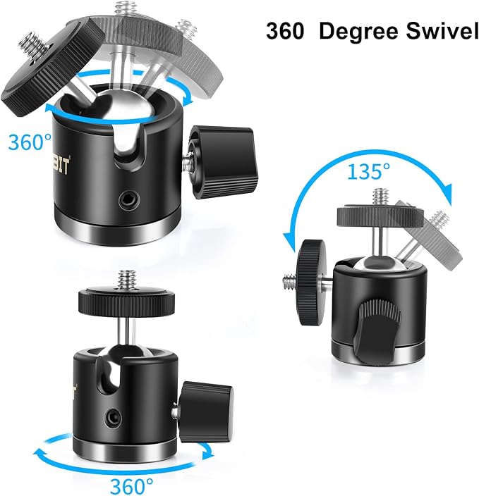 UTEBIT Super Clamp Mount with Mini Ball Head Mount, 30mm | 1/4" Screw Hot Shoe Adapter Camera Clamp for Desk, Bicycle, Gopro Compatible with DJI Action 2/Insta360, Black - Image 4