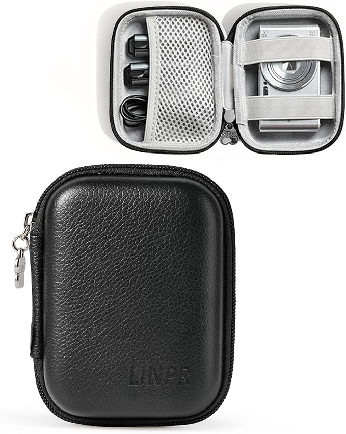 Digital Camera Case for KODAK PIXPRO FZ55/FZ45, Case Only, Black | Fits CAMKORY DC403 and Canon PowerShot ELPH 360 HS Compact Digital Cameras, Small Hard Shell Camera Pouch with Mesh Pocket by Linpr