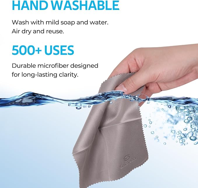 6 Pack Premium Microfiber Glasses Cleaning Cloths - Ultra Soft & Scratch Free for Eyeglasses, Sunglasses, Camera Lenses, Tablets & Screens - Washable & Reusable - Image 4