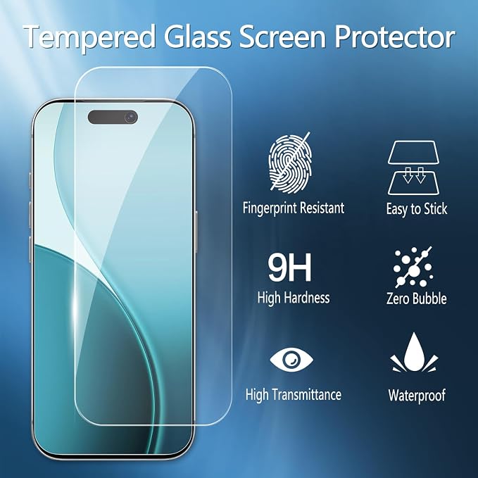 2 Pack Tempered Glass Screen Protector for iPhone 16 Pro Max | with 2 Pack Camera Lens Protector, Anti Scratch, Bubble Free, Case Friendly - Image 3