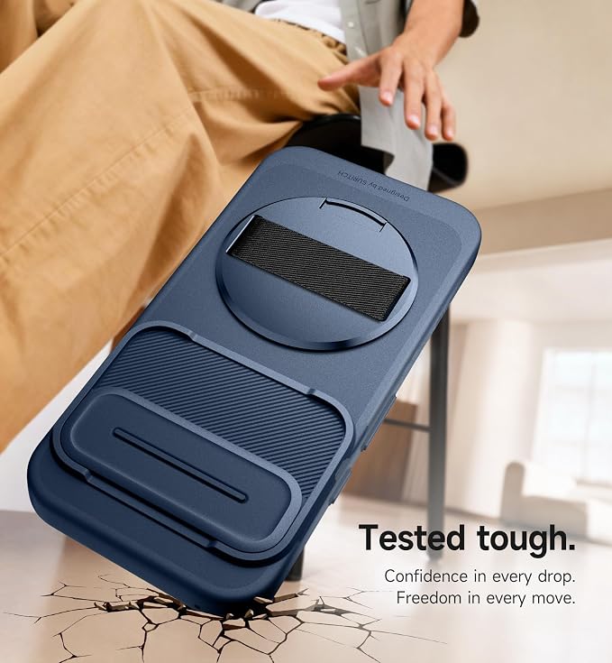 SURITCH for Google Pixel 9/9 Pro Case with 360° Rotatable Hand Strap Phone Grip Holder & Invisible Kickstand & Slide Camera Cover, Slim Rugged Shockproof Protective Cover for Pixel 9/9 Pro, Blue - Image 8