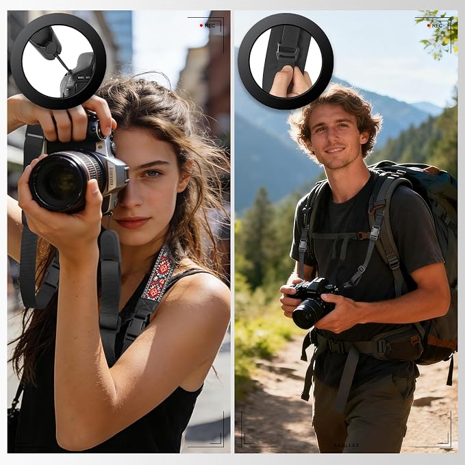 Adjustable Camera Neck Strap, Vintage Embroidered Shoulder & Crossbody Camera Strap with 4 Connection Ways, Anti-Slip Camera Strap for DSLR, Mirrorless & Camcorder, Travel & Outdoor Photography Gear - Image 2