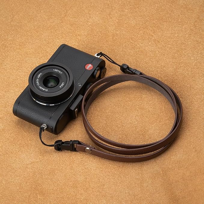 Leather Quick-Release thin camera Shoulder Strap for DSLR SLR - Brown | Genuine leather 1cm width 110cm length quick-release buckle 25g Neck Strap For Ricoh for Travel, Street, Outdoor Photography - Image 3
