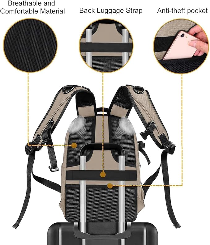 MOSISO Camera Backpack, DSLR/SLR/Mirrorless Photography Camera Bag | Waterproof Hardshell Bag with Insert&Tripod Holder&Laptop Compartment Compatible with Canon/Nikon/Sony, Camel - Image 4