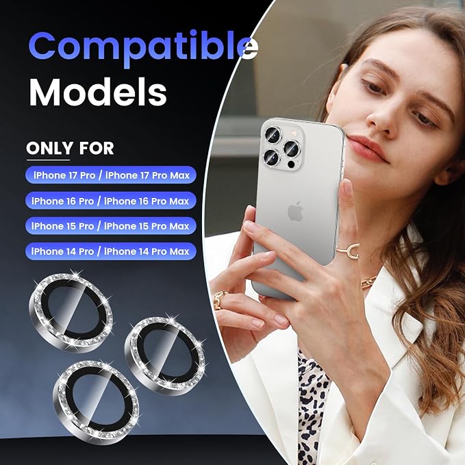 Tensea Camera Lens Protector Compatible for iPhone 17 Pro Max/17 Pro/15 Pro Max/15 Pro/16 Pro Max/16 Pro/14 Pro Max/14 Pro, Metal Tempered Glass Cover Camera Screen Protector Accessories,Case Friendly - Image 2