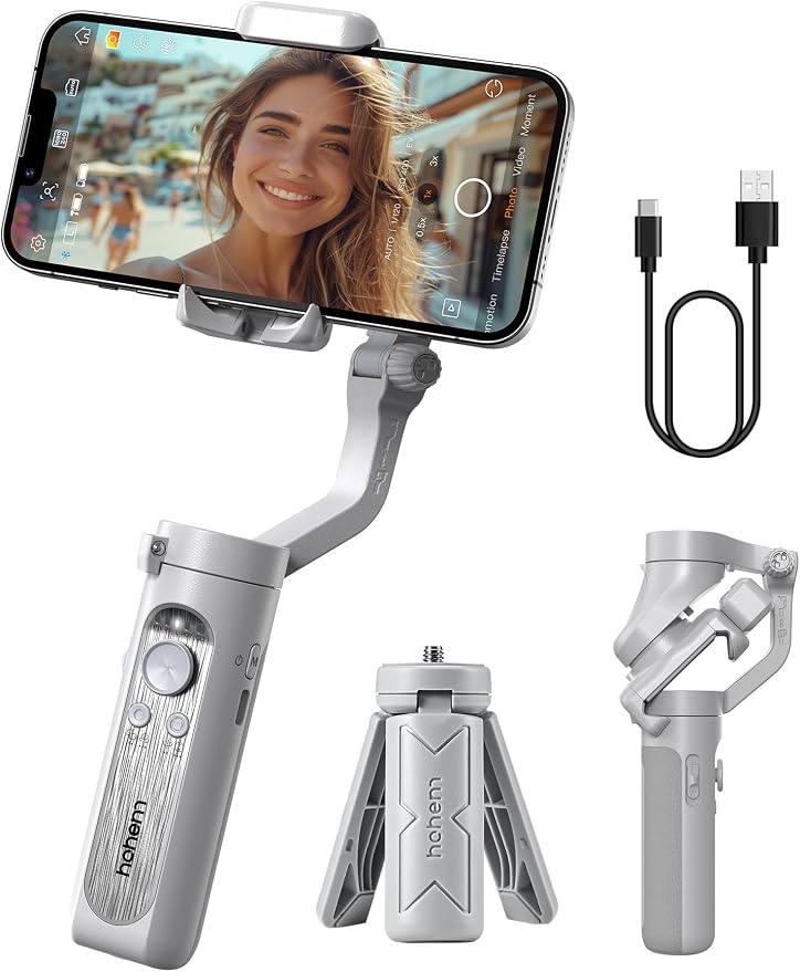 hohem iSteady XE Gimbal Stabilizer for Smartphone, 2023 3-Axis Phone Gimbal, Ultra-Light Foldable Stabilizer for Android and iPhone 14 Pro Max, One-Key Inception, Ideal for Travel Vlogging by Hohem