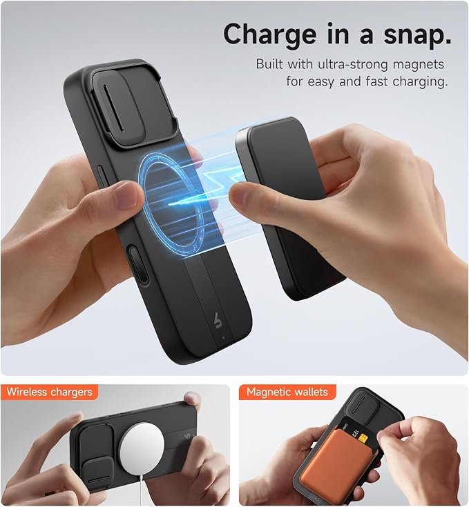 SURITCH for iPhone 17 Case with Camera Control Cover, Camera Slide Cover and Adjustable Kickstand, Compatible with MagSafe, Shockproof Bumper Protective Cases 6.3 Inch, Black - Image 3