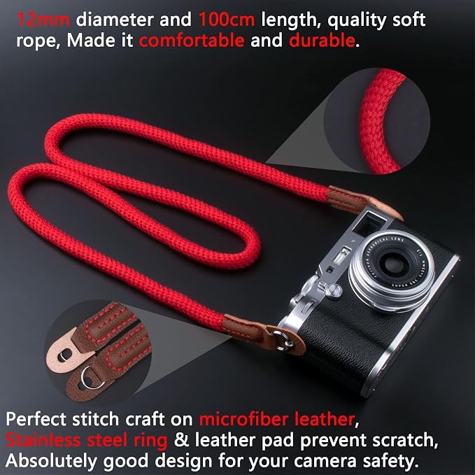 VKO Camera Strap,Soft Rope Camera Neck Strap, Shoulder Strap for DSLR SLR Mirrorless Camera with Round Hole Interface 100cm - Image 7