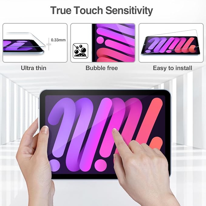ProCase 3 Pack Screen Protector for iPad Mini 7(A17 Pro) / Mini 6 8.3 inch | with 3 Camera Lens Protector, 9H Hardness HD Clear Tempered Glass Film Guard for iPad Mini 7th 6th Generation 2024 2021 - Image 6