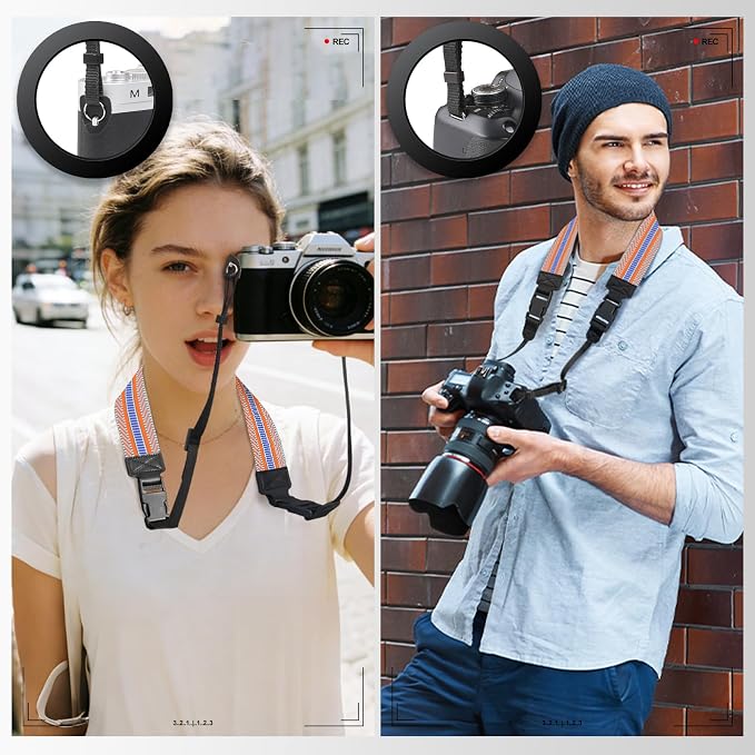 YFWE Adjustable Camera Neck Strap, Vintage Woven Shoulder & Crossbody Camera Strap with 4 Connection Ways, Anti-Slip Camera Strap for DSLR, Mirrorless & Camcorder, Travel & Outdoor Photography Gear - Image 3