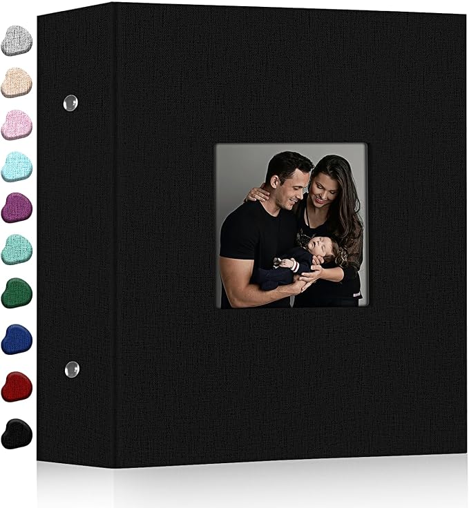 Ejblfe Photo Album 4x6,Linen Cover Slide-in Photo Album Book Can Holds 1000 4x6 Photos with 100 Black Sheets for Family,Wedding,Baby and Holiday Pictures (Black) by EJBLFEPremiumPhotoAlbums