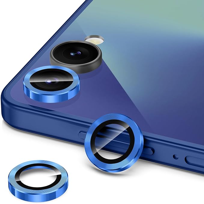 for Samsung Galaxy Z Flip 7 Camera Lens Protector, Individual Metal Ring Tempered Glass Lens Cover, [Strong Adsorption] Scratch Resistant Ultra-Thin HD Clear Lens Cover, 1 Set-Titanium Blue - Image 2