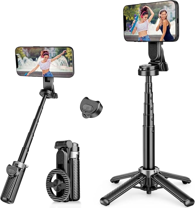 2026 5-in-1 Magnetic Selfie Stick with Remote, 16 inches | 360° Rotation, Transforms into Mini Tripod/Camera Grip/Handheld Stabilizer/Phone Stand, For Cell Phone by HealAge
