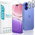 2+2 Pack Screen Protector for iPhone 16 6.1 Inch Tempered Glass | with Camera Lens Protector, 9H Hardness, Anti Scratch, Bubble Free by Bencuku