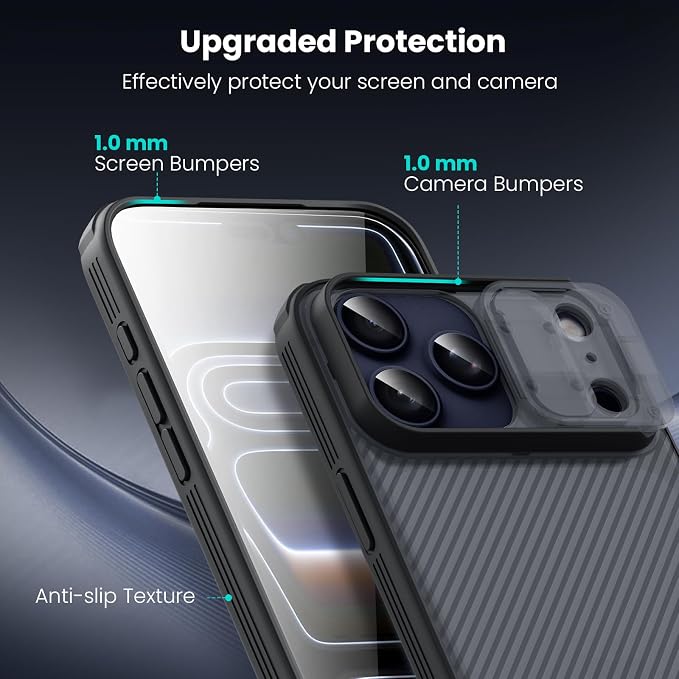 Nillkin for iPhone 17 Pro Case with Slide Camera Cover & Thin Slim Fit | Shockproof Protective | Protector Privacy | Phone Case Camera Lens Protector, Transparent Black - Image 9