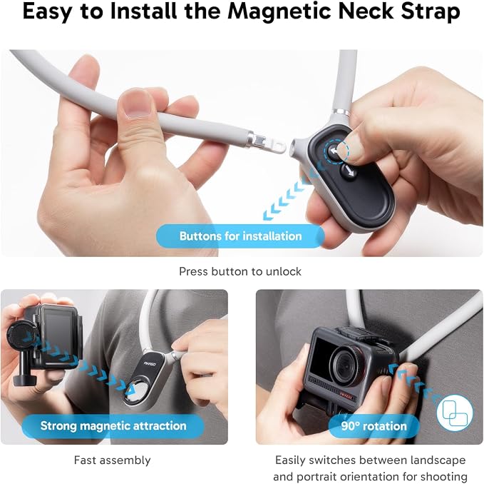 AKASO Magnetic Neck Mount Holder Chest Stand Strap for Phone, Action Camera | Compatible with Smart Phone and AKASO EK7000/Brave 4/Brave 7 LE/Brave 7/GoPro Hero12/11/10/ 9/Max/DJI Osmo Action 5/4/3 - Image 7