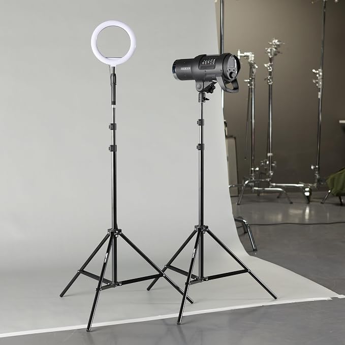 Amazon Basics Portable Aluminum Photography Light Stand Tripod with Case, Adjustable 2.8-6.7 Feet, Pack of 2, Black - Image 7