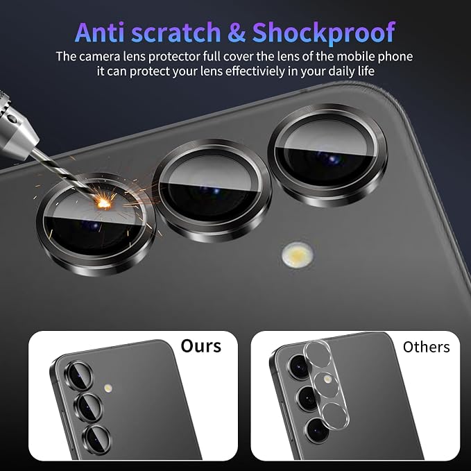Camera Lens Protector for Samsung Galaxy S24 Plus,1 Pack | Tempered Metal Glass Camera Cover Film,HD Clear,Anti-Scratch Lens Screen Protector Film,Case Friendly,Black Titanium - Image 4
