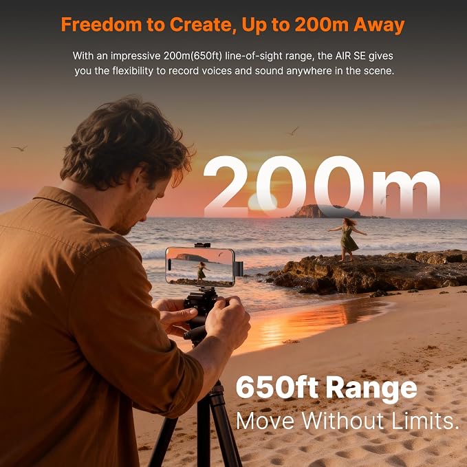 Saramonic Air SE Wireless Mini Microphone for iPhone 17/16/15 & Android, 48kHz/24-bit, AI Noise Cancellation, Clip on Content Creator Microphones for Interview YouTube TikTok Vlogging (2TX + USB-C RX) - Image 8