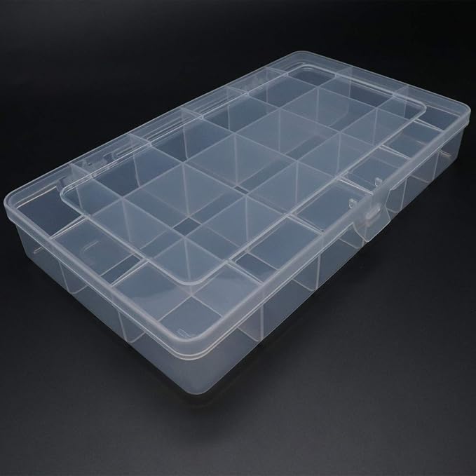 Xiaoyztan 18-Grid Clear Plastic Organizer for Jewelry Beads 2Pcs | 18-grid clear organizer for jewelry, beads, tackle, and small parts - Image 4