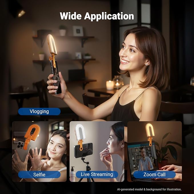 NEEWER GM66 Clip on Selfie Light for Phone, 68 LEDs, Bi Color Lighting Compatible with iPhone with CRI97+, 2000mAh for TikTok Vlog Recording Streaming Laptop Computer Webcam Video Conference Makeup - Image 7