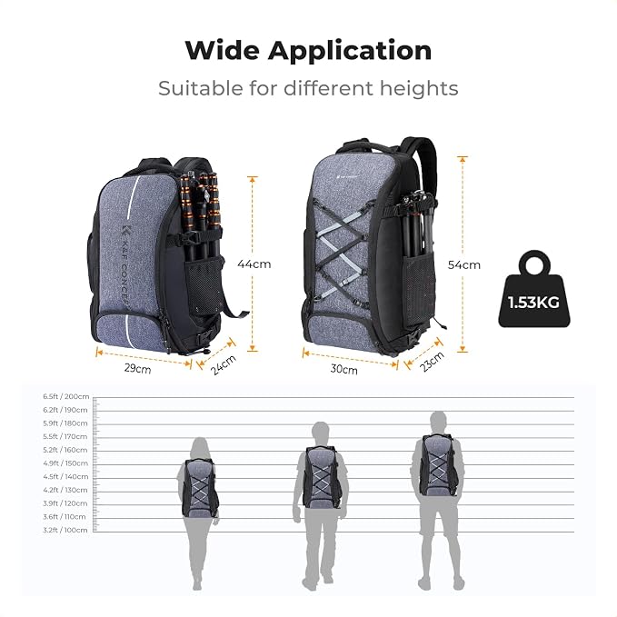 K&F CONCEPT Camera Backpack,30L Large Capacity Camera Bag for Photographers | Raincover, 16 Inch Laptop Compartment, Compatible for Canon/Nikon/Sony/DJI Mavic Drone, Travel, B12 - Image 7