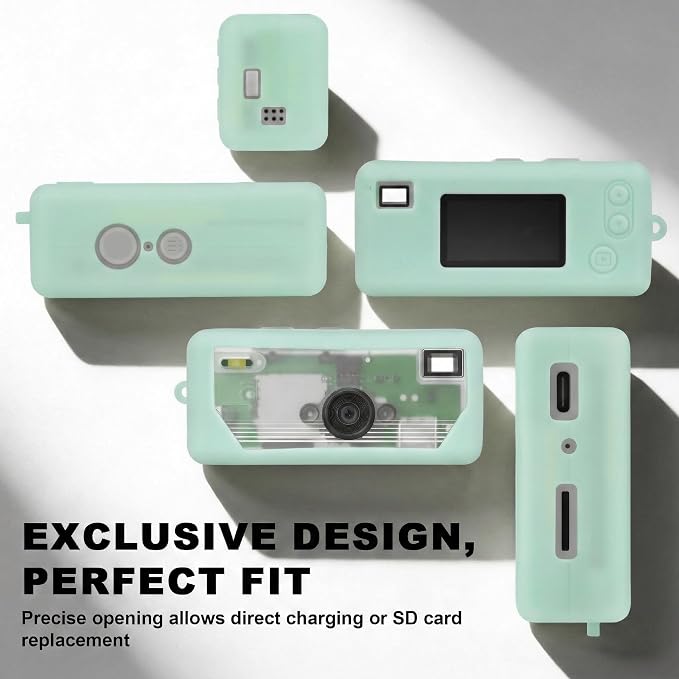 Silicone Case for Kodak CHARMERA Millennium Keychain Mini Digicam Blind Box | Soft Keychain Camera Sleeve, Precise Cutouts, For Collectors & Daily Carry, Light Green - Image 3