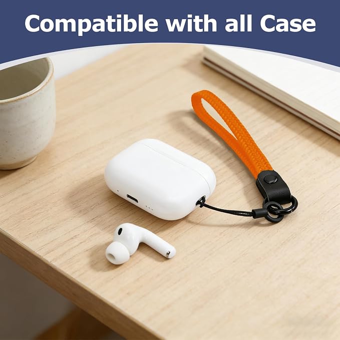 Elastic Nylon Wrist Lanyard for AirPods Case, Anti-Lost Strap for AirPods 1/2/3/Pro/Pro 2 Charging Case, Multi-Functional Wrist Strap for Phones Keys Cameras Small Gadgets, Orange - Image 3
