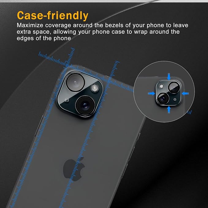 3 Pack Camera Lens Protector for iPhone 15 /iPhone 14 | iPhone 15 Plus/iPhone 14 Plus,Tempered Glass,Anti-Fingerprint,9H Hardness,Scratch Resistant,Easy to Install,HD Clarity - Image 3