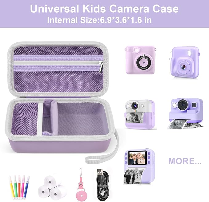 Case Compatible with ESOXOFFORE for Dylanto for Anchioo for WEEFUN for GKTZ for Amzelas for Mafiti Instant Print Camera for Kids, Film Camera Storage Holder Organizer Bag (Box Only)- Purple | For ESOXOFFORE/ for Dylanto/ for WEEFUN/ for Anchioo/ for GK... - Image 2