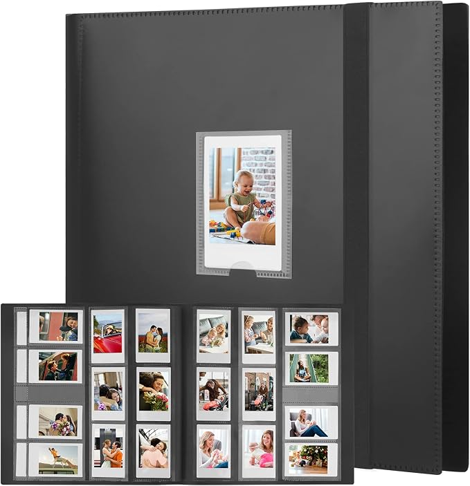 560 Pockets Photo Album for Instax Mini & Polaroid 2x3 Photos, Black | Large Capacity Photo Book, Elastic Band Closure, Safely Holds Your Unique Memories for Secure Storage and Easy Viewing by Rekeen