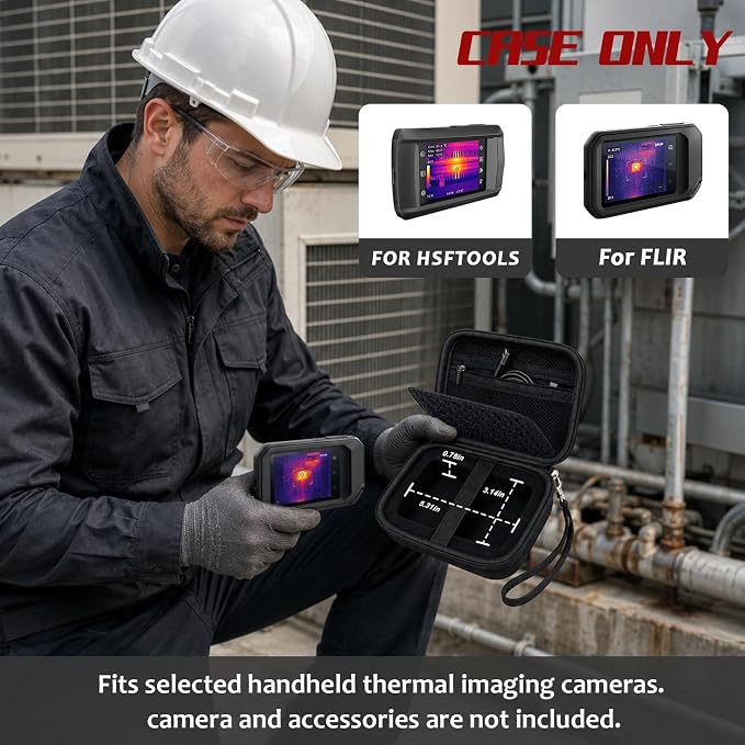 Boobowl Thermal Camera Case for HSFTOOLS HF96 and for FLIR C5 | Cuttable Foam, 1 cm Base Pad and Accessory Pocket for HVAC Technicians, Electricians and Field Inspections, Case Only - Black - Image 2