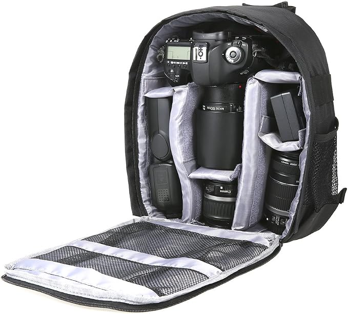 Docooler Grey Backpack - Waterproof Camera Bag, Small DSLR Camera Backpack with Customizable Interior, for Canon Sony - 33 * 26.5 * 12.5cm / 12.99 * 10.43 * 4.92 inches | with Customizable Interior for Canon Sony - 33 * 26.5 * 12.5cm / 12.99 * 10.43 * ... by Docooler