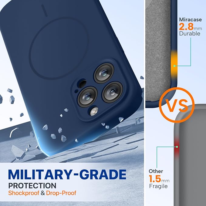 miracase Magnetic for iPhone 14 Pro Max Case, [Soft Anti-Scratch Microfiber Lining], Compatible with MagSafe, Silicone Shockproof Protection Phone Case for iPhone 14 Pro Max,Dark Blue - Image 3