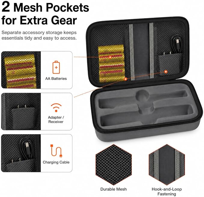 Wireless Microphone Case Compatible with JBL Wireless Two Microphone System, Handheld Dual Mic Travel Bag for Singing or Karaoke for Receivers, Adapters, AA Batteries - Image 6